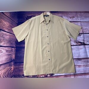 VTG Daniali USA Mens LargeButton Up Mustard Yellow  Shirt Golf (little Stains)